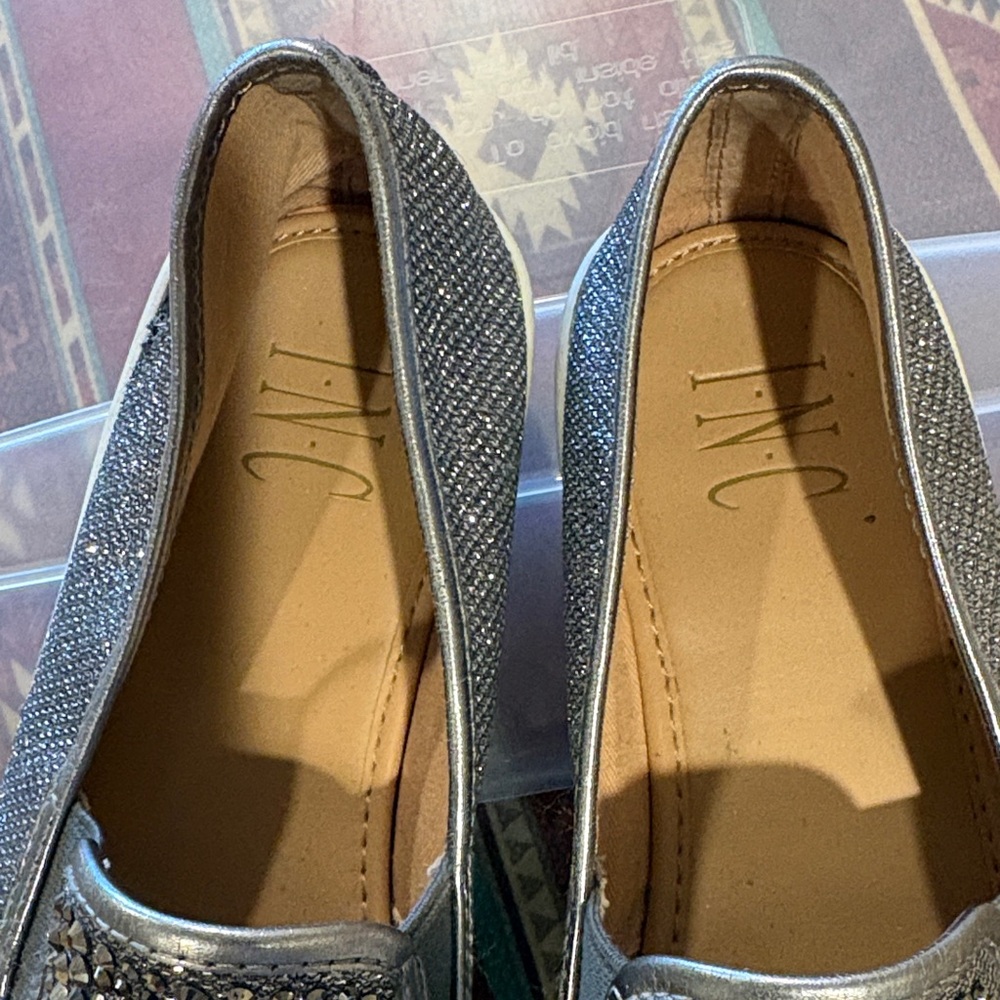 INC International Concepts Gunmetal Crystal Slip-On Sneakers - Picture 3 of 4